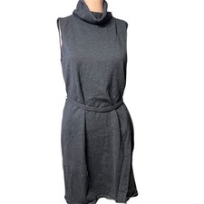 Ann Taylor Sleeveless Cowl Neck Tie-Waist Knit Dress Charcoal Grey Size L