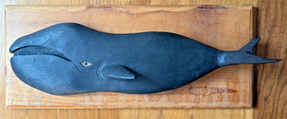 Carved and Painted Wooden folk Art Right Whale Mounted on Wall Plaque
