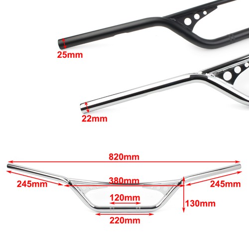 1" Silver Motorcycle Handlebar Drag Z-Bar Fit Harley Bobber Chopper Cafe Racer - Picture 6 of 6