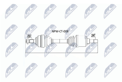 NTY NPW-CT-008 Drive Shaft for Citroen, Peugeot