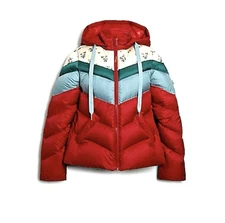 NWT COACH CHEVRON SHORT DOWN JACKET SIZE XMALL RED MULTICOLOR