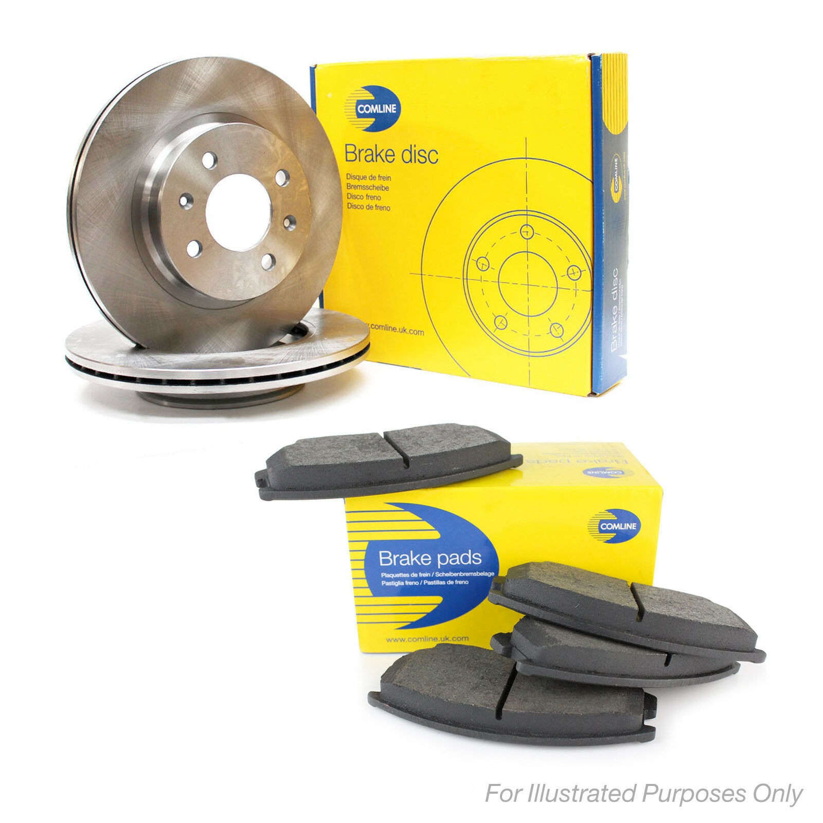 Genuine Comline 5 Stud Rear Vented Brake Disc & Pad Kit - ADC2924V & CBP02375