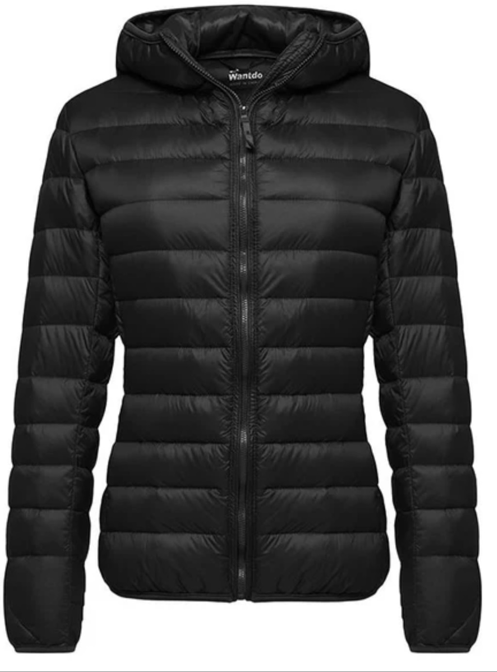 WantDo duck down fill packable black puffer jacket size small