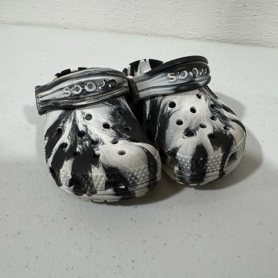 Crocs Toddlers Unisex Classic Marbled Tie-Dye Clog White/Black - Image 2 of 4