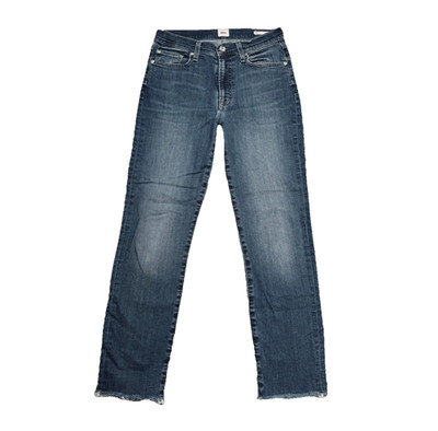 Edwin Bree Slim Straight Ankle Jeans 27 (28x26) Blue High Waist Stretch Womens