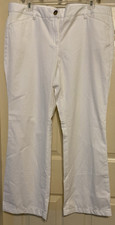 Lands End White 100 Cotton Pants Chino Womens Size 14P Clean Classic Minimalist