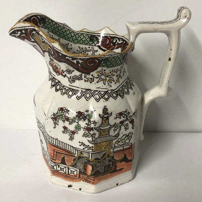 Antique Mason's Ironstone 5  Hand Painted Octagonal Pagoda Hydra Jug Pitcher