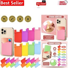 24 Pcs Vibrant Silicone Phone Wallets - Stick-On Card Holders in Multiple Colors
