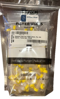 Thomson Standard Filter Vial, PVDF 0.45µm, Pre-Slit Septum Yellow Cap PK100. 7B