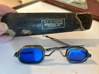 Civil War Era Glasses With Deep Blue Lenses With Case Columbia Missouri
