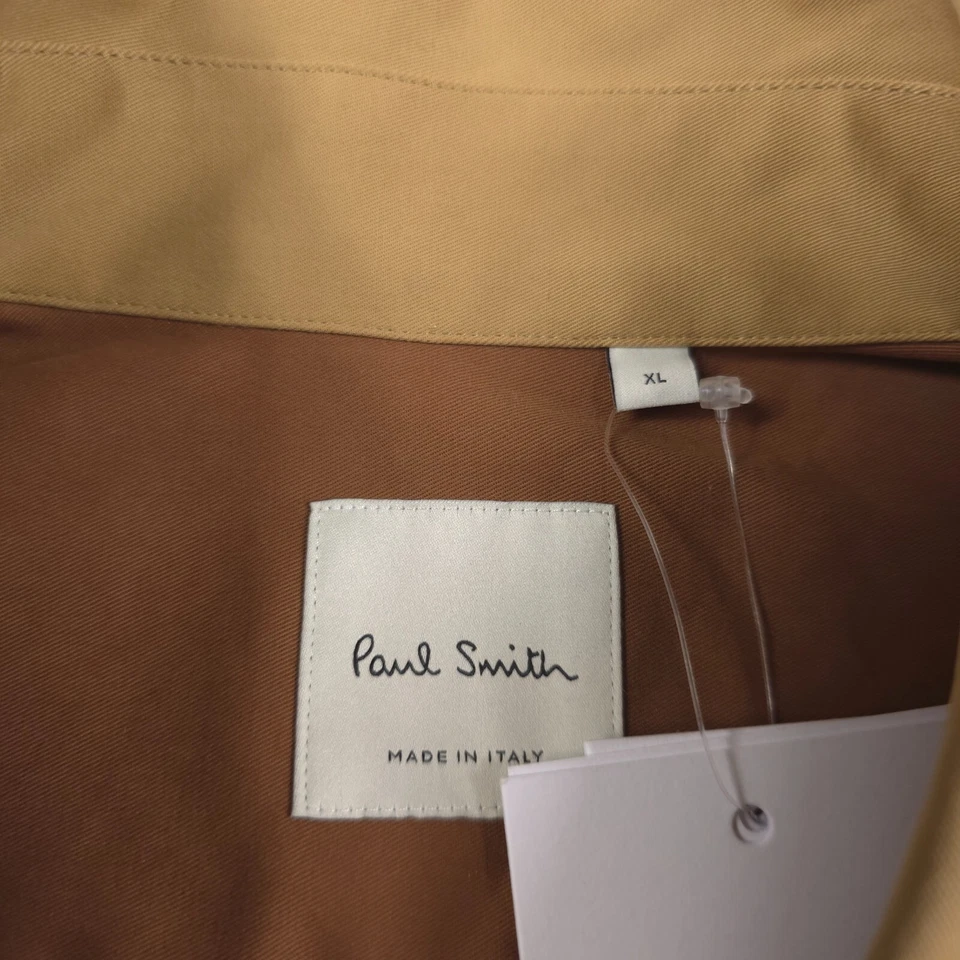 $495 Paul Smith Algodón Orgánico Calce Ajustado Caqui Beige Camisa Chaqueta Para Hombres Mediana Foto 4 de 4