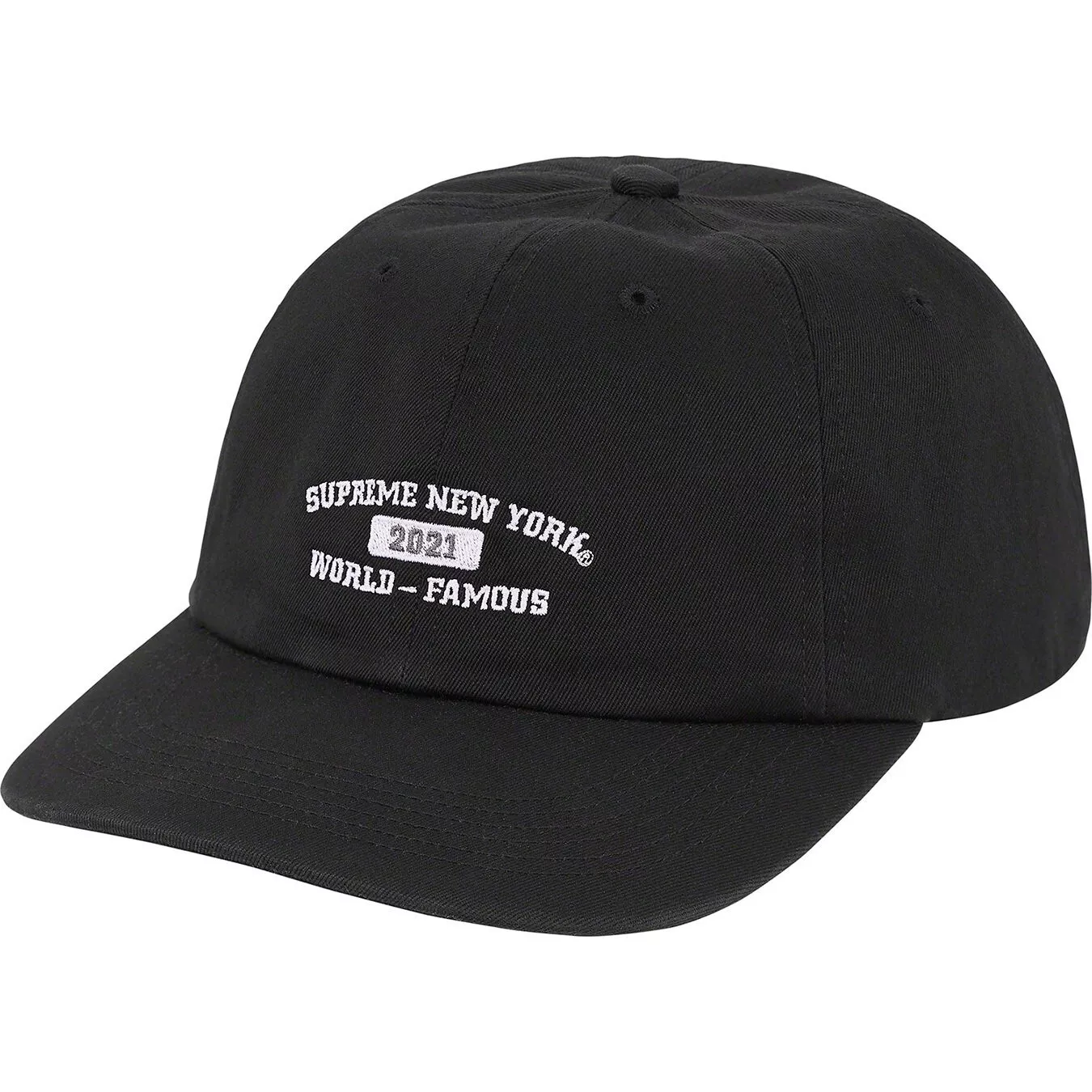 Supreme   SS21 World Famous 6 panneaux chapeau arrière à sangle   Noir   OS   FLAMBANT NEUF ! ️