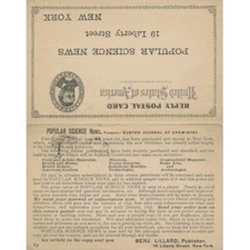 Popular Science News 1895 Postal card with reply New York