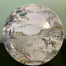 Vintage British Anchor 'Village Green' Plate 9" Horseman With Dogs