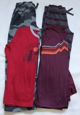 4-Pack Boys Small Gray Red Pajama Set Long Sleeve T-Shirt Pants Crew Neck  Used