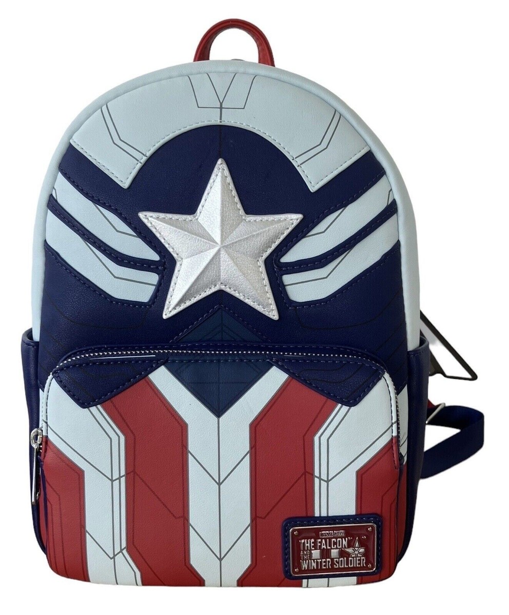 Loungefly Marvel Captain America Sam Wilson Falcon Winter Soldier Mini Backpack Amazon.com | Loungefly x Marvel Winter Soldier Cosplay  main image 4