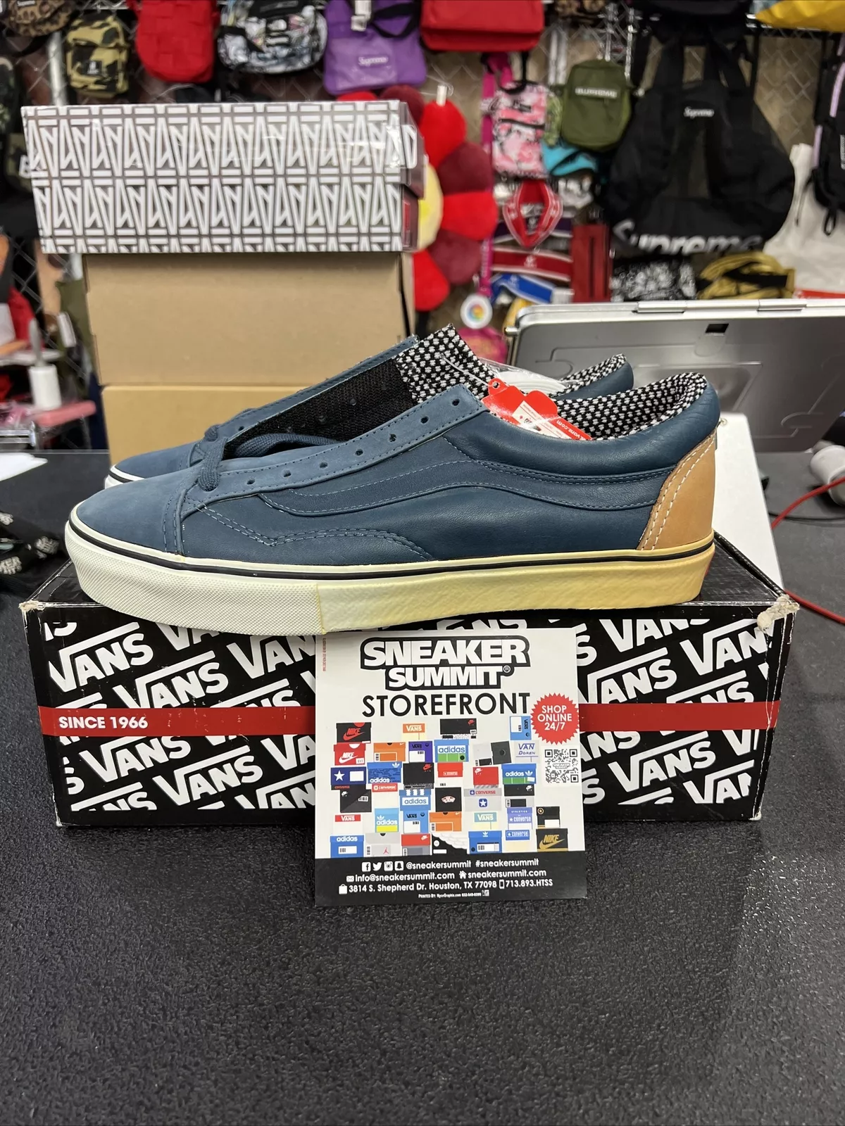 Supreme X Vans vieux cuir d'école bleu