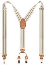 Men  s Y-Back 4 Metal Clip Elastic Wide Suspenders Perfect For Both Cream