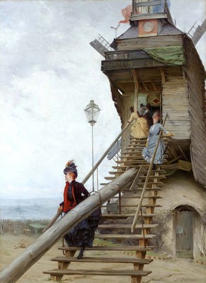 Paul Fran?ois Quinsac ''''Au Moulin de la Galette'''' Leiter weiß Kunstwerk bildende Kunst