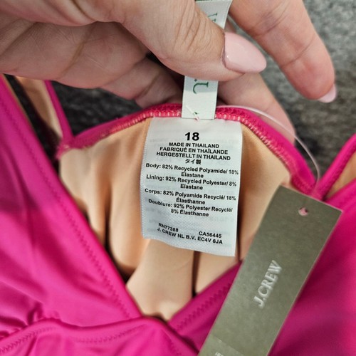 J Crew Ruched V Neck One Piece Swimsuit Plus Size 18 Plunged Neckline Modest NWT - Picture 4 of 7