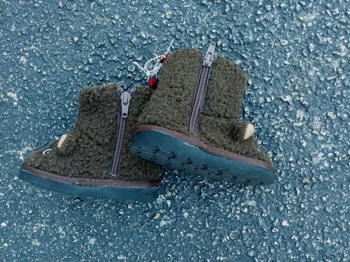 BABY GAP BEAR FACE TODDLER FUZZY BEAR SLIPPER BOOTS FAUX SHERPA BROWN SZ 5 - Picture 2 of 4