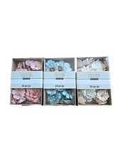 Paper Flowers Decorations A Lot Of 3 24 Pc Rose Pink Blue And White/ Beige