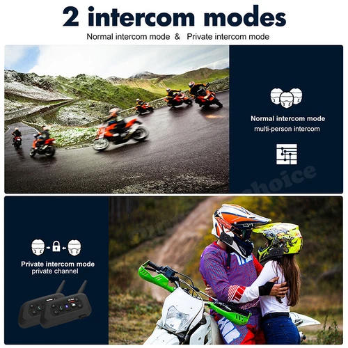 2x 1200M Bluetooth Motorcycle Intercom 6 Riders Communication BT Helmet Headset - Picture 10 of 14