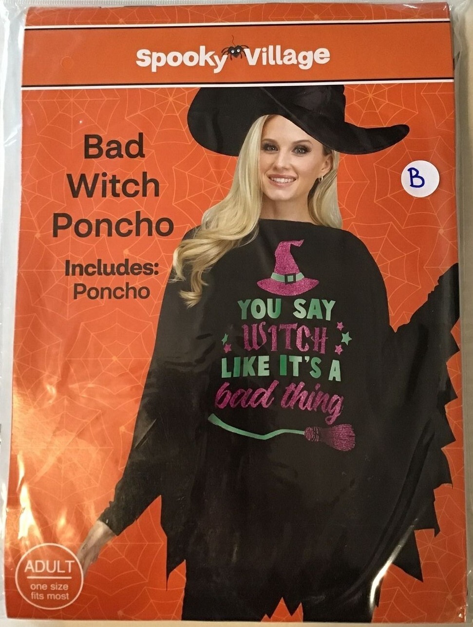 Spooky Village CHOOSE Bad Witch OR Bad Thing Poncho Adult OSFM
