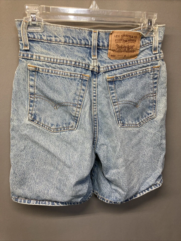 VTG Levis Shorts Jorts Womens 5 Blue 950 Relaxed Fit Straight 7" USA 90s Denim - Image 4 of 4