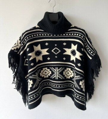 Women's Polo Ralph Lauren Wool Knit Poncho Cape Coat Size S-M