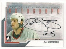 Jim Cummins 11-12 In The Game Decades - 1990's Series Autograph Signature