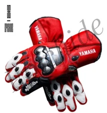 YAMAHA RED NEW LEATHER RACING GLOVES ARMOR PROTECTED CE APPROVED FOR MENS RACING