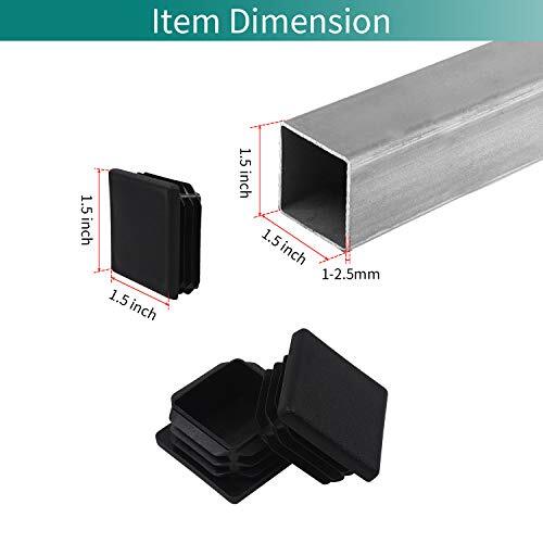 10 Pack - 1 Inch Square Black Plastic Tube Plugs, End Caps For 1x1 Fence Posts & Fitness Equipment