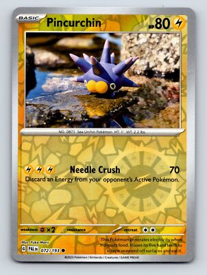 Basic Pincurchin HP 80 Needle Crush Attack Rarity Yellow Electric Power