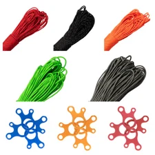 Paracord Planet 50 Feet Reflective Guyline + 5 Tensioner Tent Rope - Camping