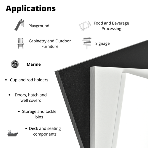 BuyPlastic Black HDPE Boat Board, Marine Grade Plastic 1" x 12" x 12" - Picture 3 of 7