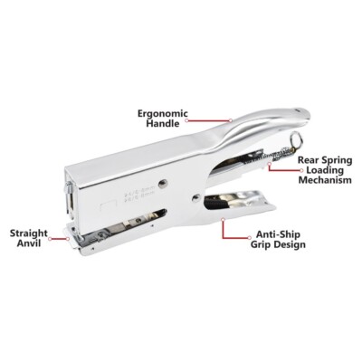 Manual / Hand Plier Stapler Uses Fine Wire Standard Staples 24/6-8 mm, 26/6-8 mm