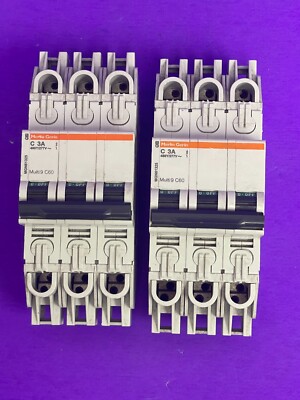 Merlin Gerin MGN61325 Multi9 C60 Circuit Breaker 3A  3Pole 480Y/277V  [Lot of 2]
