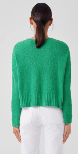 Nuevo con etiquetas Suéter Eileen Fisher Boxy Talla Grande Algodón Nubby Cachemira Tejido Verde $268 - Imagen 2 de 11