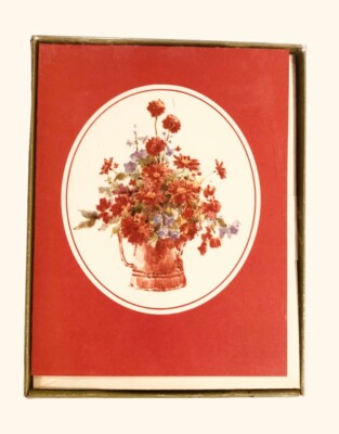 Vintage Hallmark 10 Floral Blank Note Cards Thank You New In Opened Box