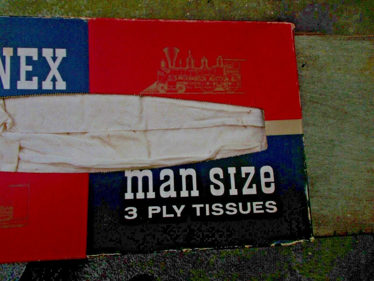 Vintage Kleenex Man Size Man Size 3 Ply Tissue Box - opened
