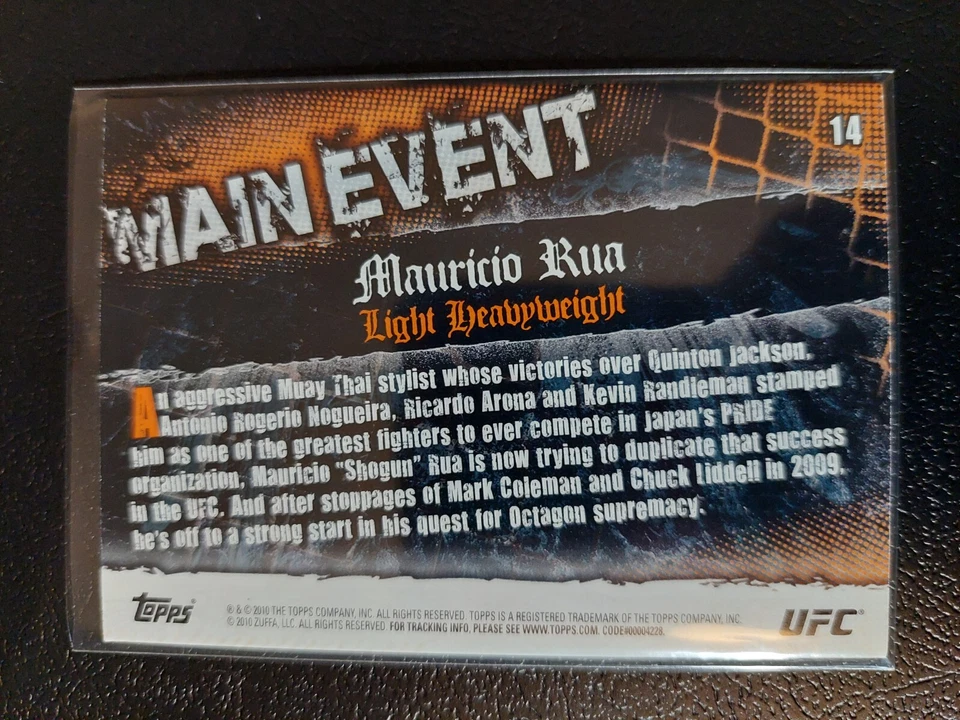 Mauricio Rua #14 2010 UFC Main Event Thick Gold Parallel - Image 2 of 2