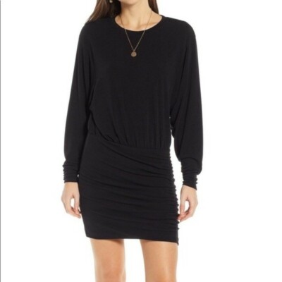 Something Navy Nordstrom Long Sleeve Ruched Detail Dress Black 2XL NWT |  eBay