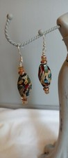 Handmade Lampwork bead earrings multicolored