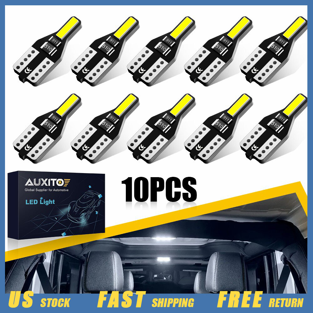 10pcs 2SMD Panel LED 168 W5W T10 194 Car Interior Dome Map Light Bulbs White