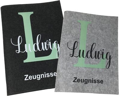 Zeugnismappe mit Namen aus Filz Mädchen Junge Personalisierte Zeugnishefter Mint