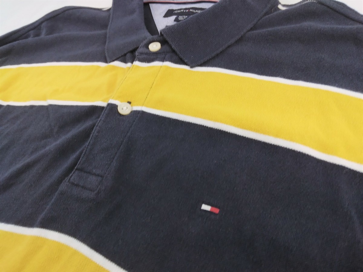 navy blue and yellow tommy hilfiger shirt