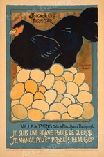 Póster de la Guerra Francesa de la Primera Guerra Mundial estilo vintage 1917 "Brave Chicken of War" - 24x36