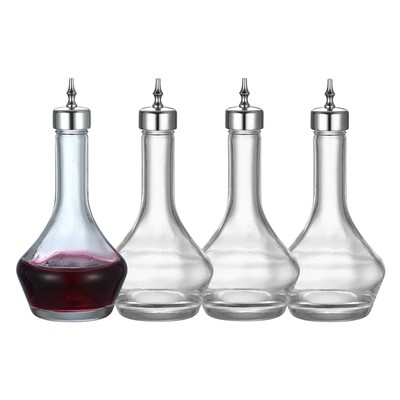 Threaded Bitters Bottle Set of 4-90ml Glass Dash Bottle with Dasher Top Profe...