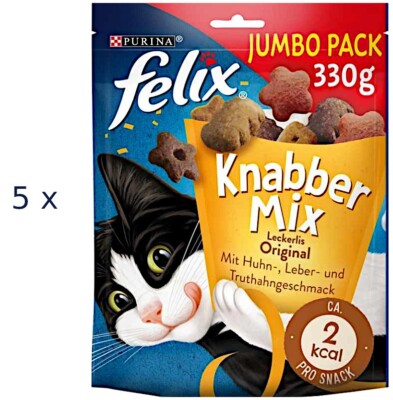 Felix KnabberMix Original Jumbo Pack - 5 x 330 g (  25,02/kg) Katzensnack